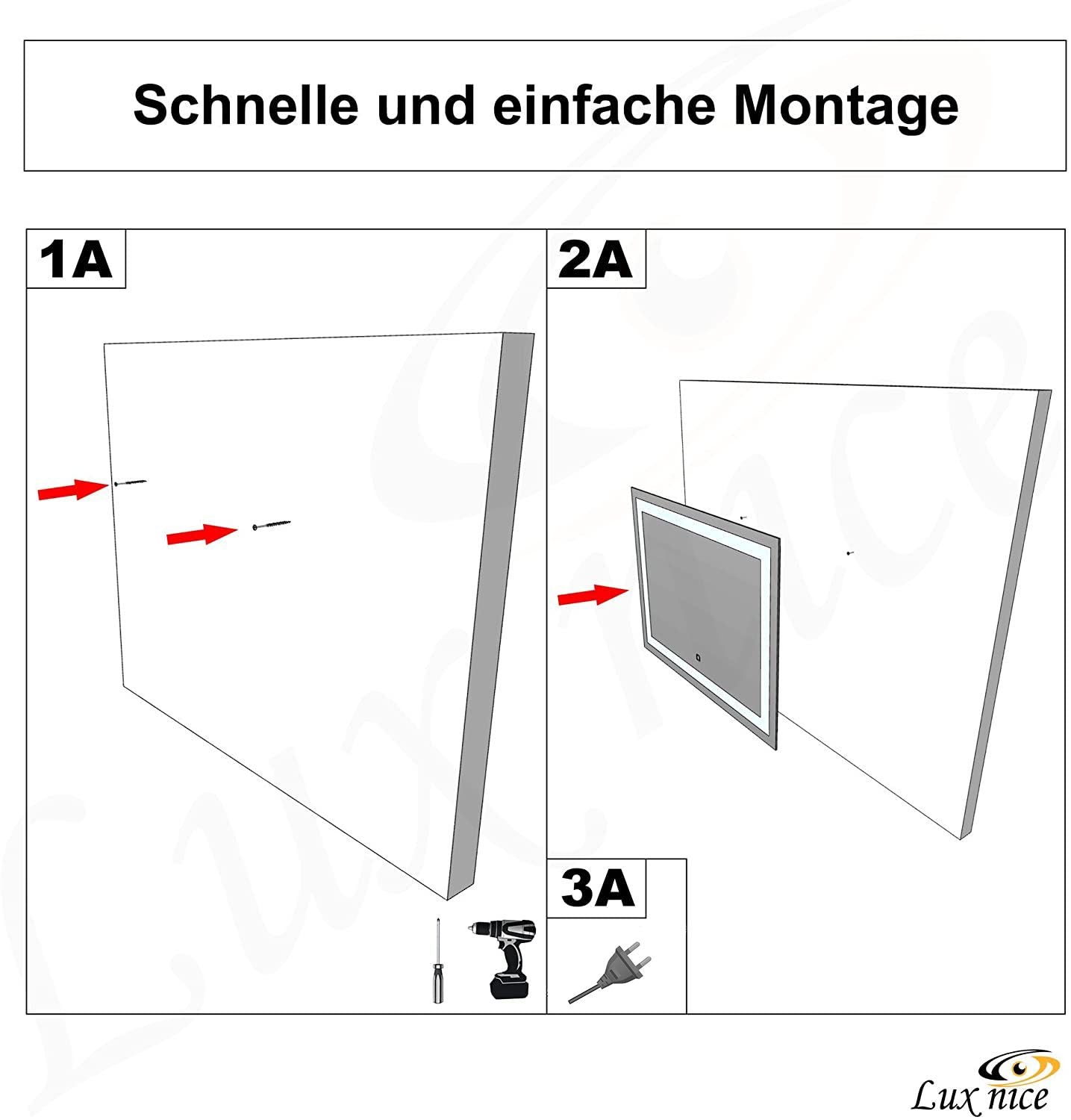 YuYang Palla LED Badspiegel mit Beleuchtung (80×60 cm)