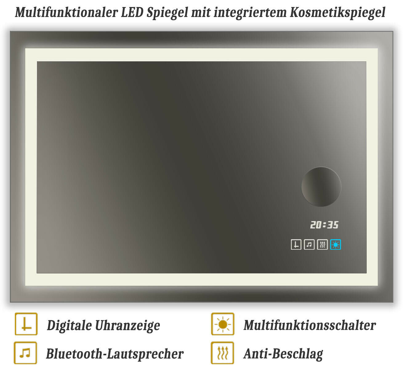 YuYang Cupido S6Q LED Spiegel mit Beleuchtung (90x70 cm)